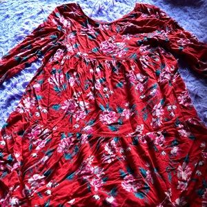 Red flower dress !